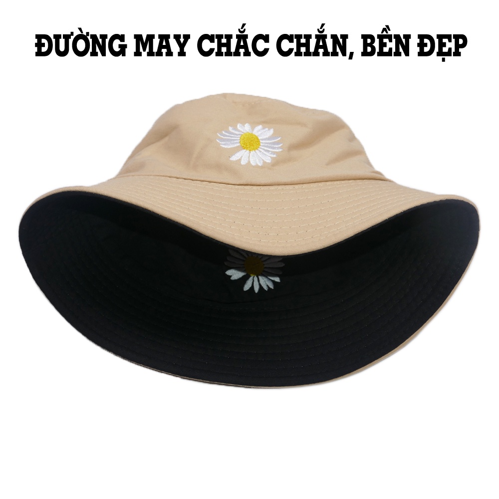 Nón bucket hoa cúc, mũ tai bèo vành nhỏ hoa cúc với chất liệu cotton cao cấp thoáng mát - Hạnh Dương Shop