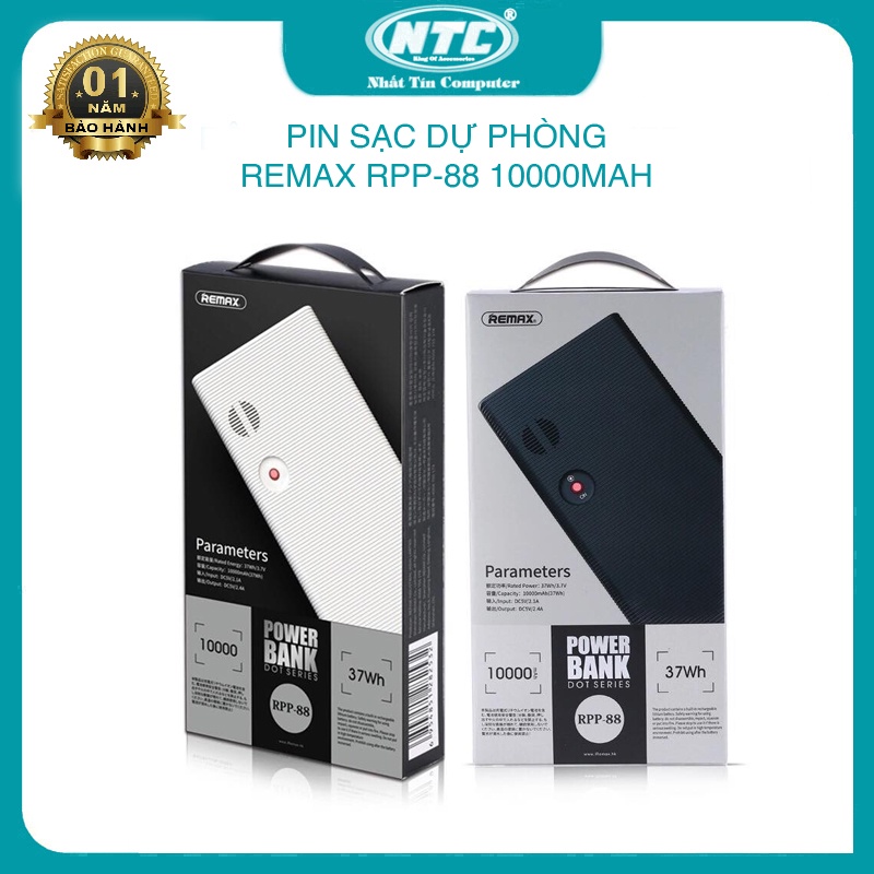 [SỐ LƯỢNG CÓ HẠN] Pin sạc dự phòng Remax RPP-88 10000mAh - lõi Lithium Polymer (2 MÀU TUỲ CHỌN)