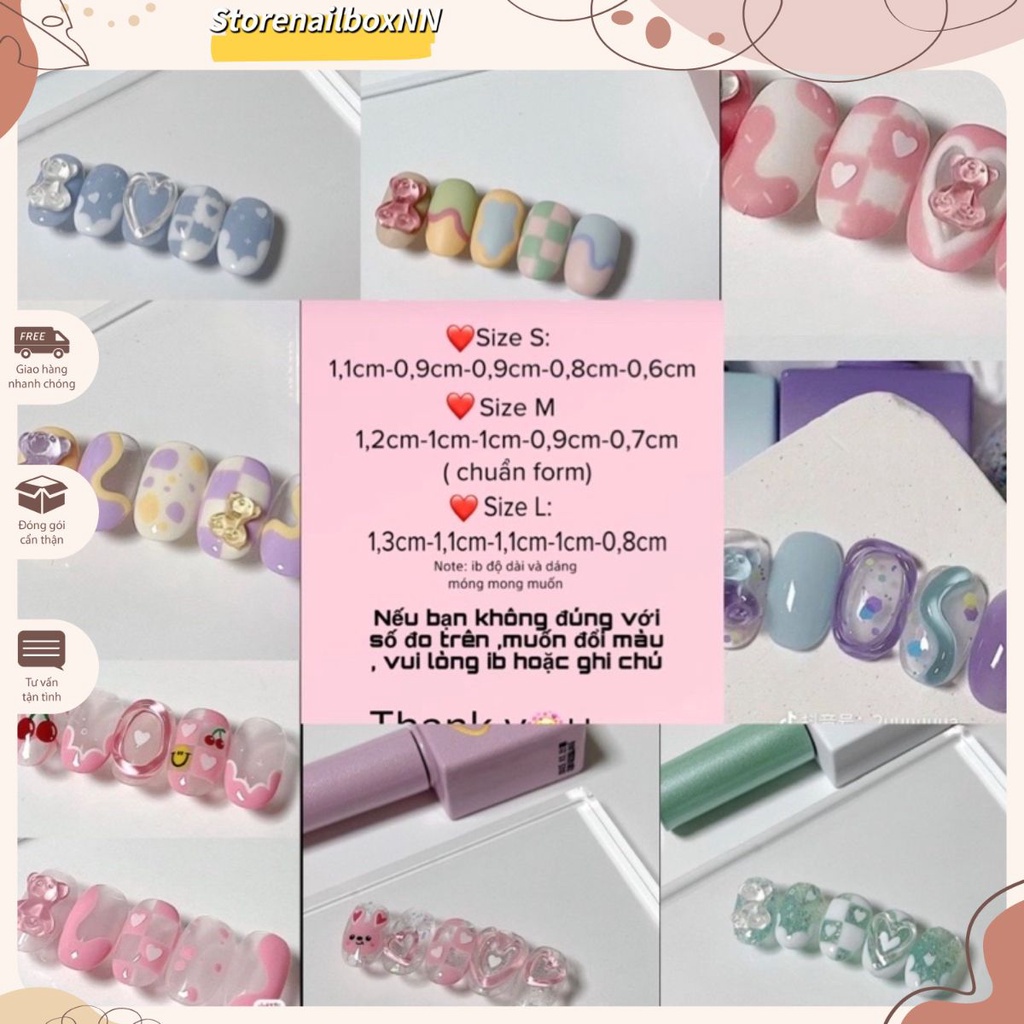 Nailbox ,10 móng úp thiết kế hoạ tiết siêu xinh.