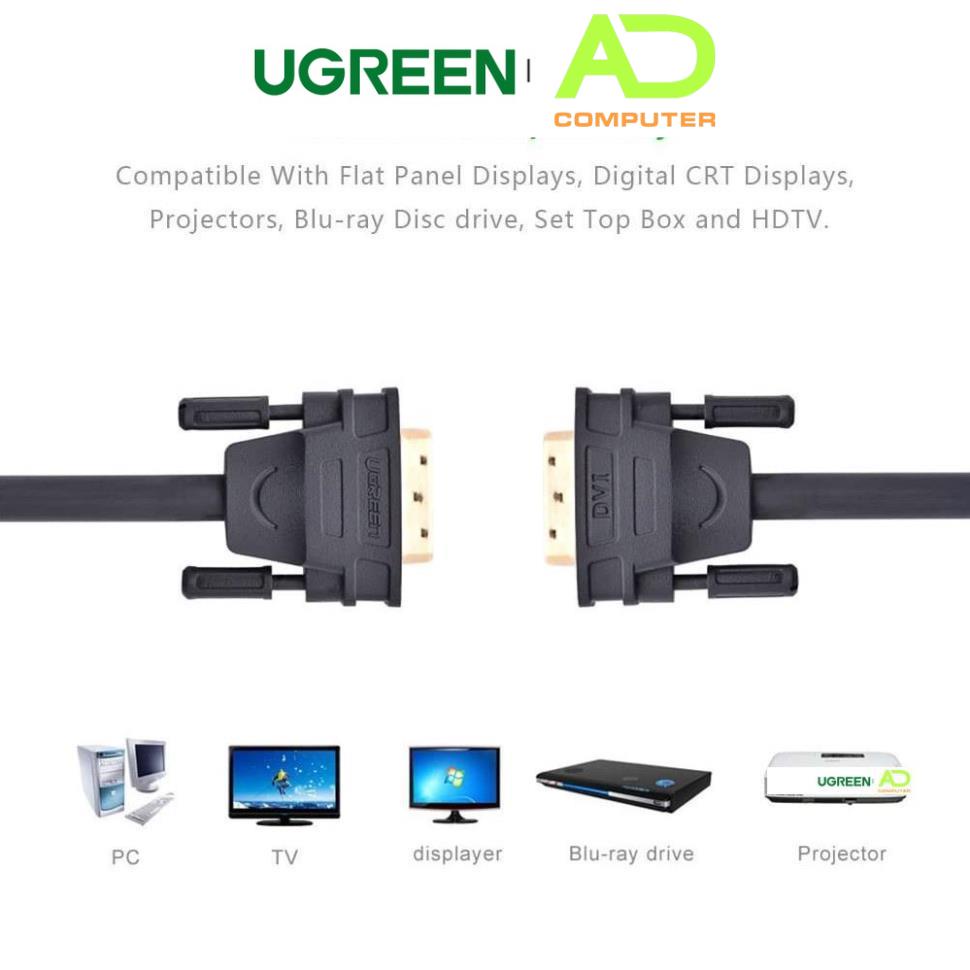 Cáp tín hiệu DVI-D (24+1) 2 đầu đực, độ dài từ 1.5-15m UGREEN DV101 - Hàng phân phối chính hãng - Bảo hành 18 tháng