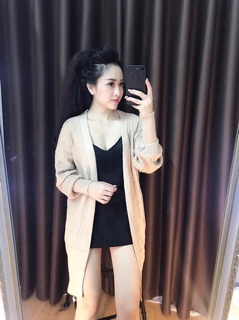 Áo len khoác dài tay bo