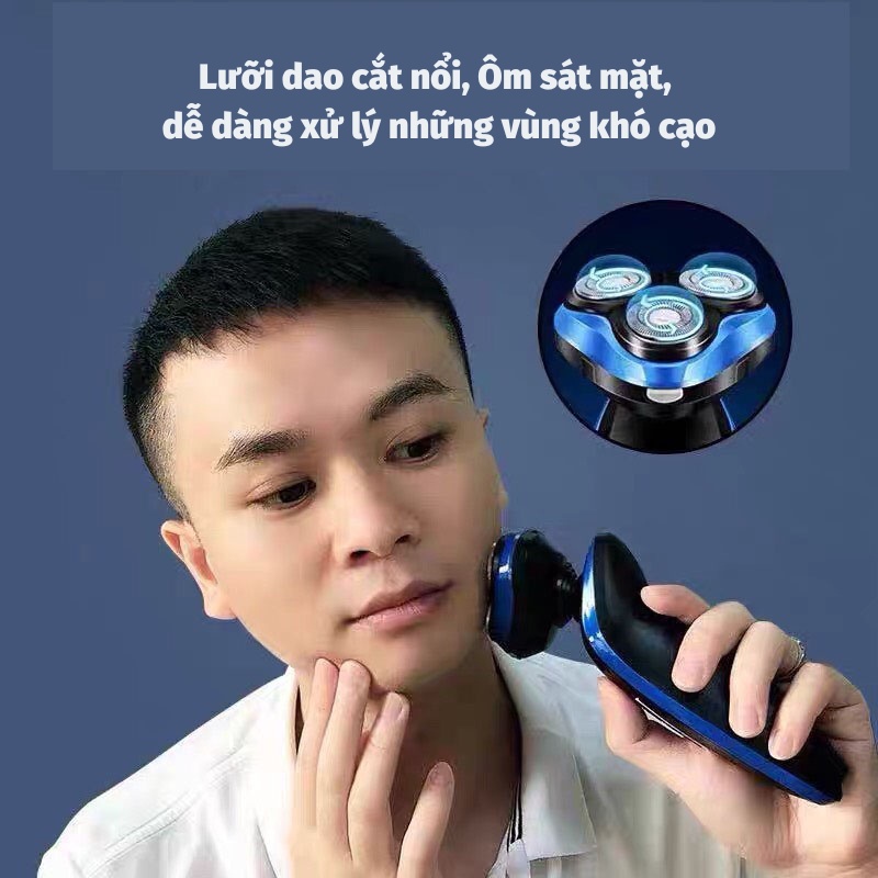 Máy Cạo Râu Mini 4D Đa Năng 3 Lưỡi Kép Sắc Bén Chống Nước
