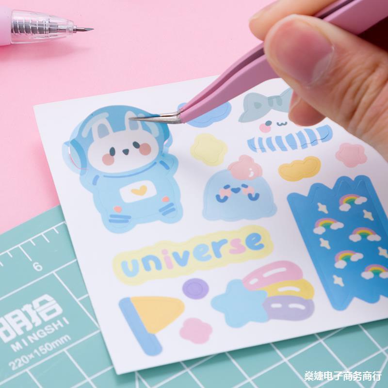 Nhíp gắp sticker đầu cong màu pastel tiện dụng, Nhíp gắp hình dán hỗ trợ trang trí sổ tay bullet journal