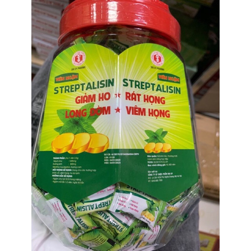 Kẹo ngậm giảm ho bạc hà streptalisin lọ 400 viên