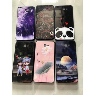 Samsung J7 Prime Ốp lưng kính cường lực viền dẻo in hình dễ thương