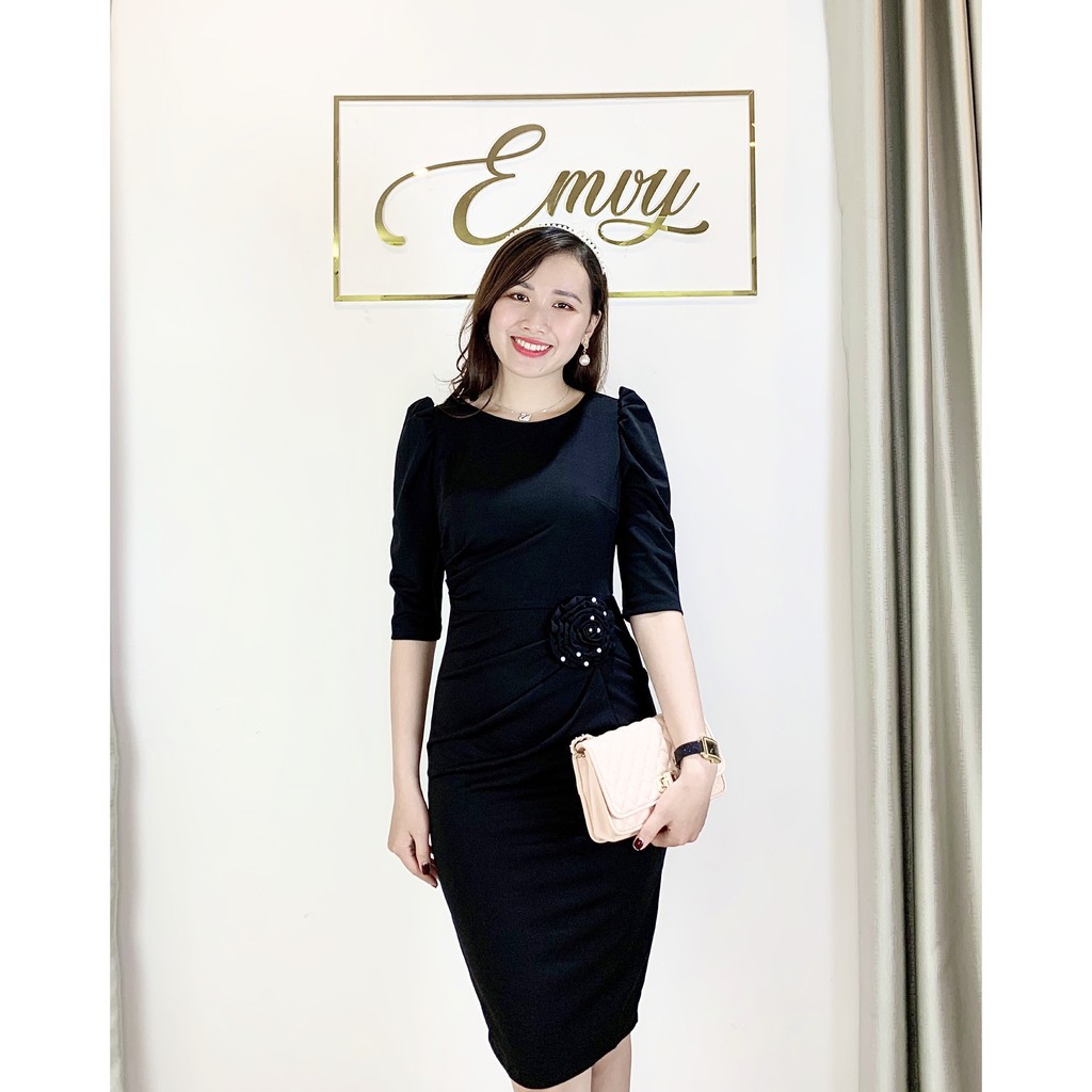 Đầm Body Dáng Ôm ,Nhún Eo Cổ Tròn Tay Bồng Emvy - V98 | BigBuy360 - bigbuy360.vn