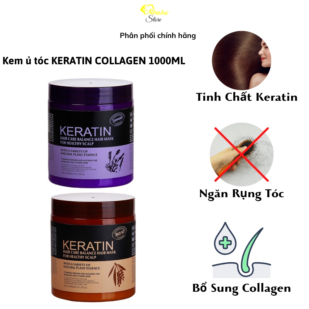 [ Chính Hãng ] Kem ủ tóc KERATIN COLLAGEN 1000ML LAVENDER BRAZIL NUT - Ủ hấp tóc cung cấp dưỡng chất KERATIN tự nhiên