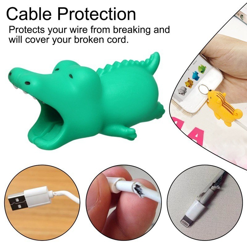 Phụ kiện bảo vệ đầu dây cáp Lightning hình động vật dễ thương và tiện ích