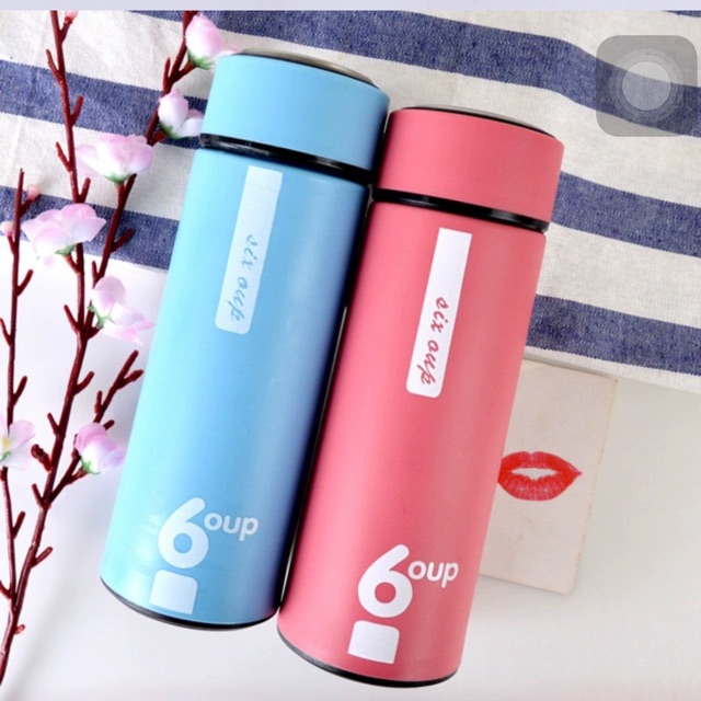 Bình Nước cách Nhiệt Lõi Thủy Tinh Bọc Nhựa 450ml 6oup