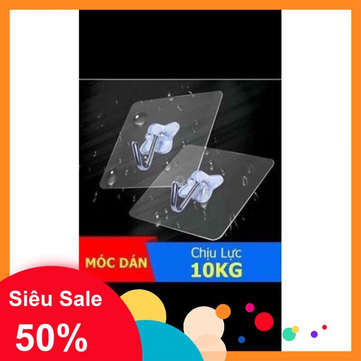 Combo 10 Chiếc Móc Dán Tường Chịu Lực, Siêu Dính 6x6CM