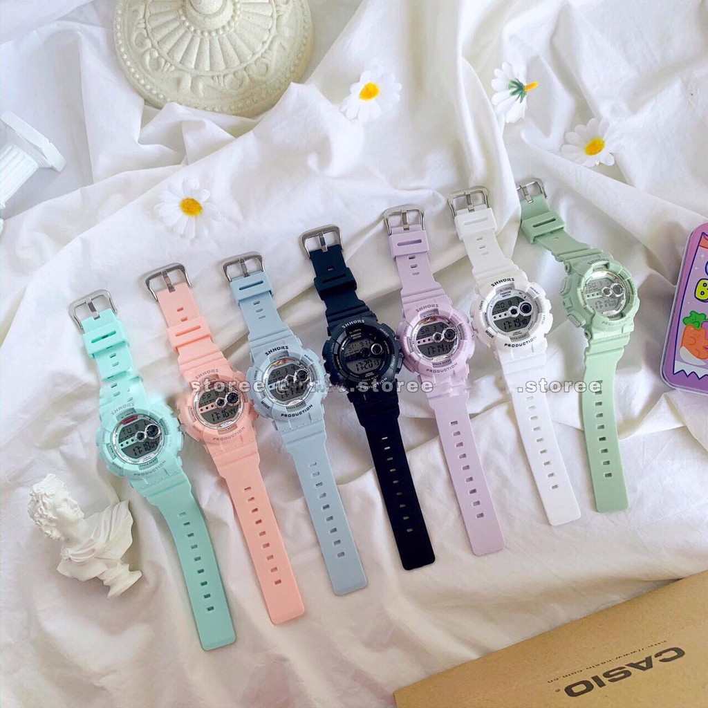 Đồng hồ nam, nữ Shhors unisex dây nhựa kiểu dáng năng động cho tuổi teen