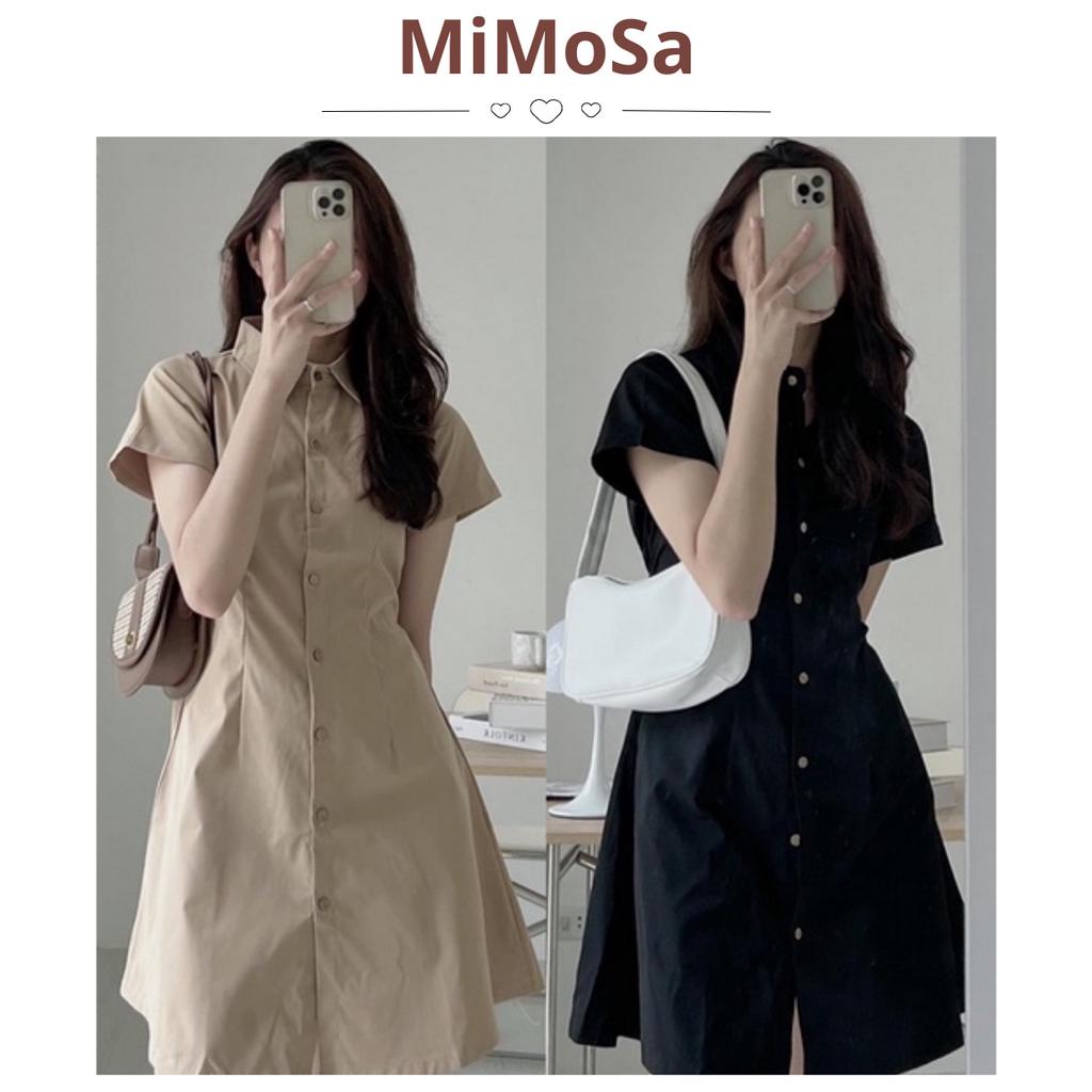 Đầm Váy Sơ Mi Thắt Eo Mimosa, Đầm Váy Ulzzang Nữ Sơ Mi Hàn Quốc Nữ 102