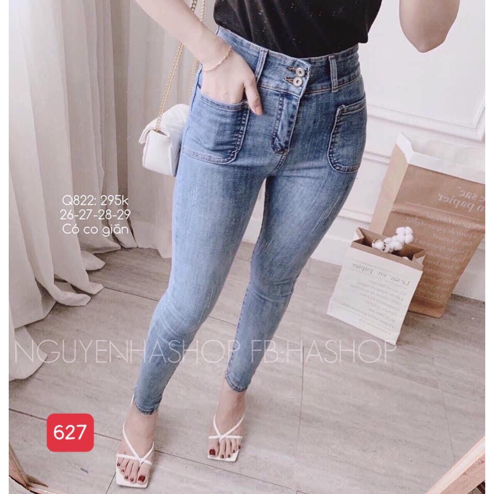 Quần jean nữ chất co giãn, quần bò nữ trơn cạp cao nhiều mẫu PN ms0013