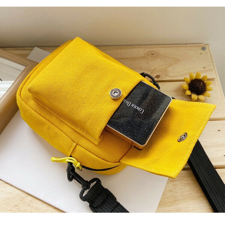 Túi vải canvas đeo vai đựng điện thoại hình hoa cúc nhỏ xinh xắn