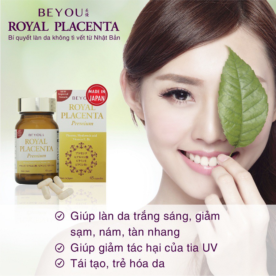 Viên uống giảm sạm nám, trắng da Waki Beyou Royal Placenta hộp 45 viên