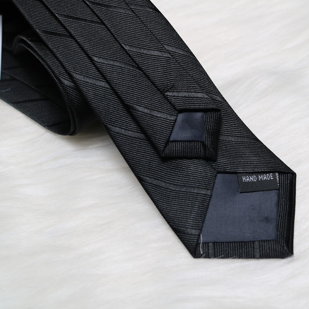 Cà vạt đen công sở 6cm 8cm KING Caravat học sinh cao cấp, vải silk lụa 100% C54