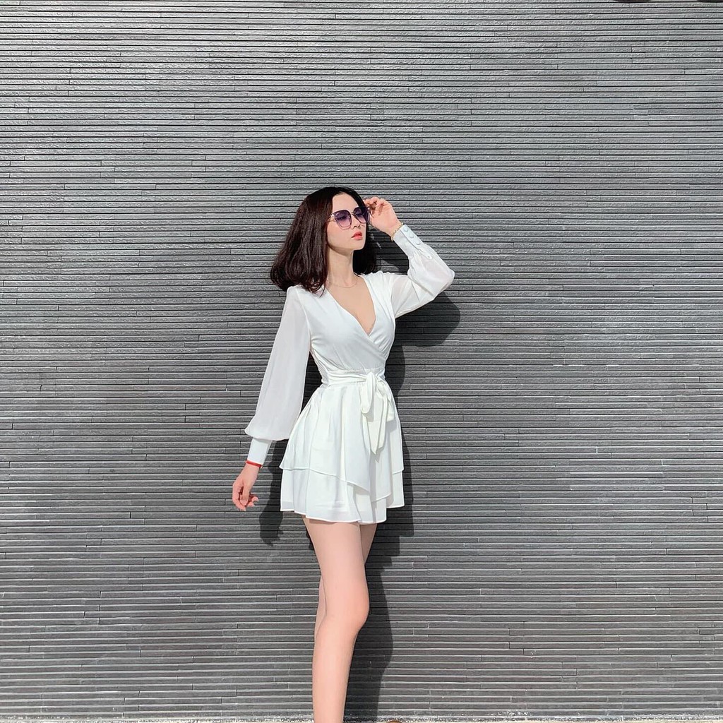 Jumpsuit Tay Dài Bo Ống Tay JK