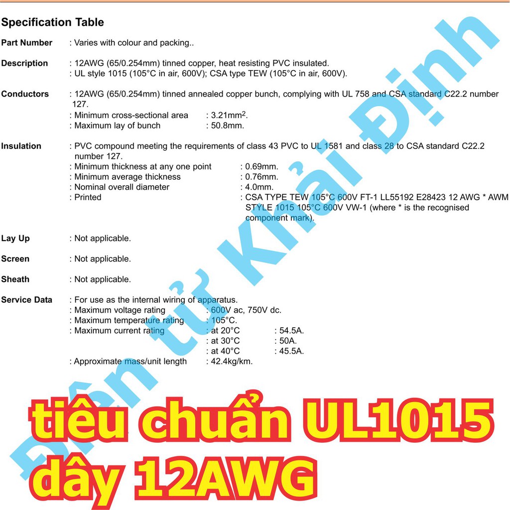 2 dây đế cầu chì DẸP, loại TO, XE OTO dạng dây ra dây UL1015 AWG 54A/600V kde4473