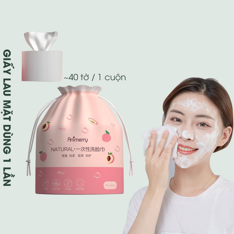 Khăn Mặt Khô Dùng 1 Lần Cuộn 40 Khăn Mặt Tẩy Trang, Lau Khô, Lau Ướt Giấy Cotton Lau Mặt Dùng Một Lần