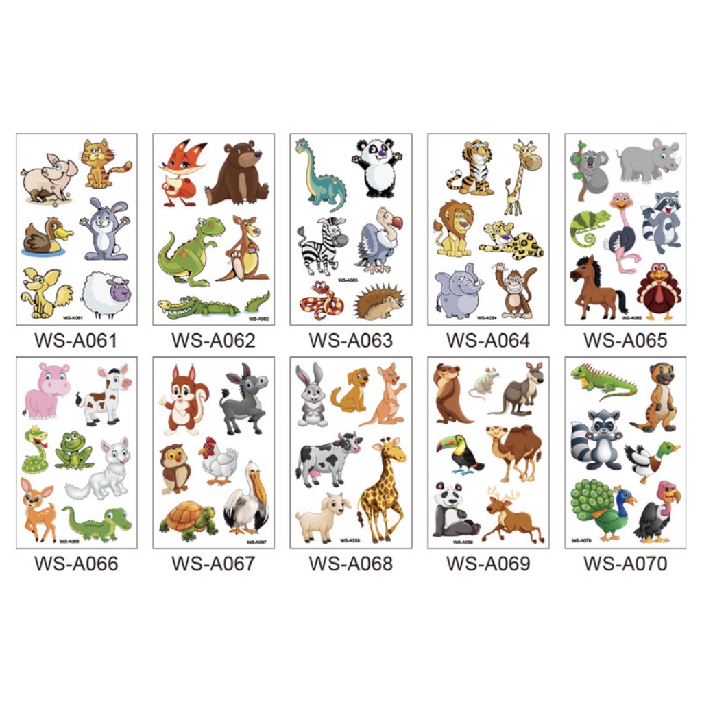 Hình xăm tatoo nhiều chủ đề động vật sticker dán chống thấm nước cho bé trai bé gái sáng tạo vui chơi an toàn