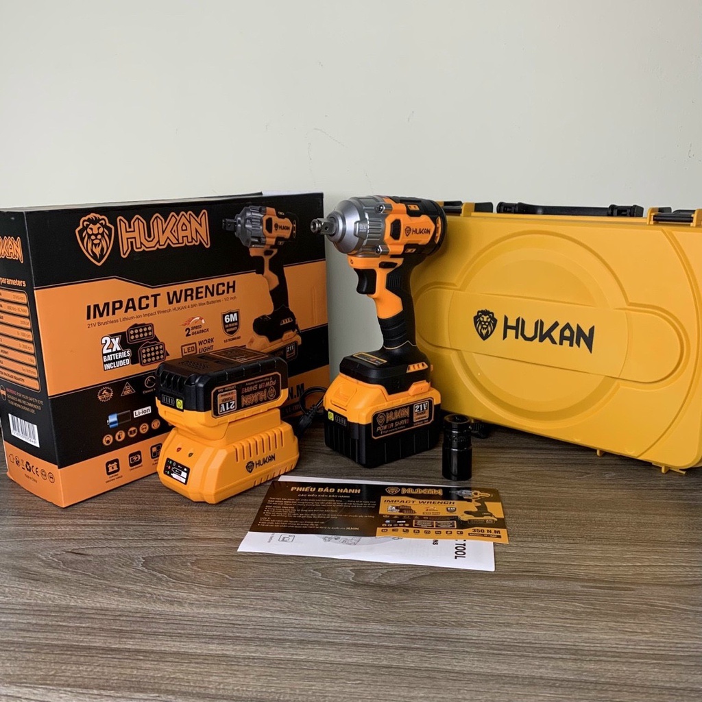 Máy siết bulong Hukan X1 PHIÊN BẢN MỚI TÍNH NĂNG CHỐNG VỠ, CHỐNG CHÁY NỔ KHI VA ĐẬP MẠNH, MÁY 1 PIN 15CELL, 1 PIN 10CELL