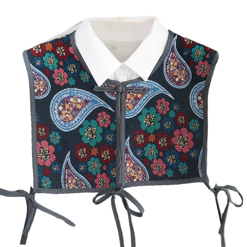 Nửa áo trên cổ giả sườn xám cape khăn choàng thêu hoa vintage