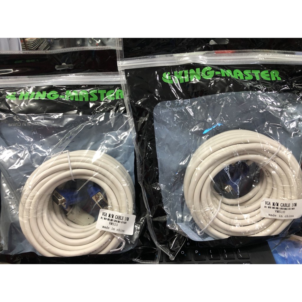 Dây Cáp VGA dài 10m - Kingmaster 3+4 cao cấp (Màu trắng) - cho máy chiếu