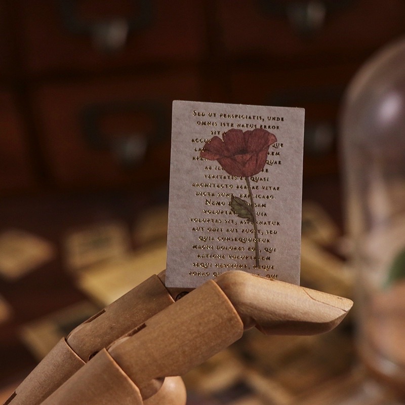 Set 20 Stickers Miếng Dán Nhãn Dán Tem Tag Hoa Lá Vintage Có Nhũ Vàng Óng Ánh Siêu Sang Trang Trí BulletJournal