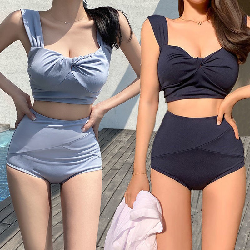 Tân nương Nhật Bản và Hàn Quốc áo tắm xẻ cao cổ yếm hở lưng gợi cảm không mảnh vải che bụng bikini suối nước nóng