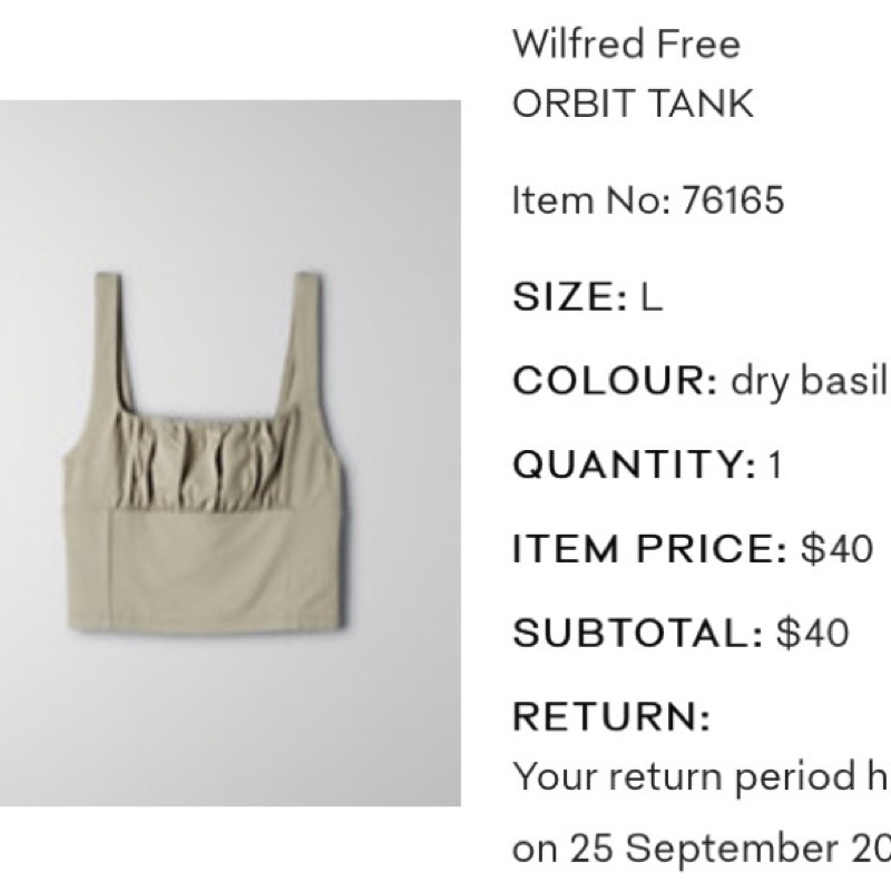 Áo croptop nhún ngực Wilfred Orbit Tank Aritzia