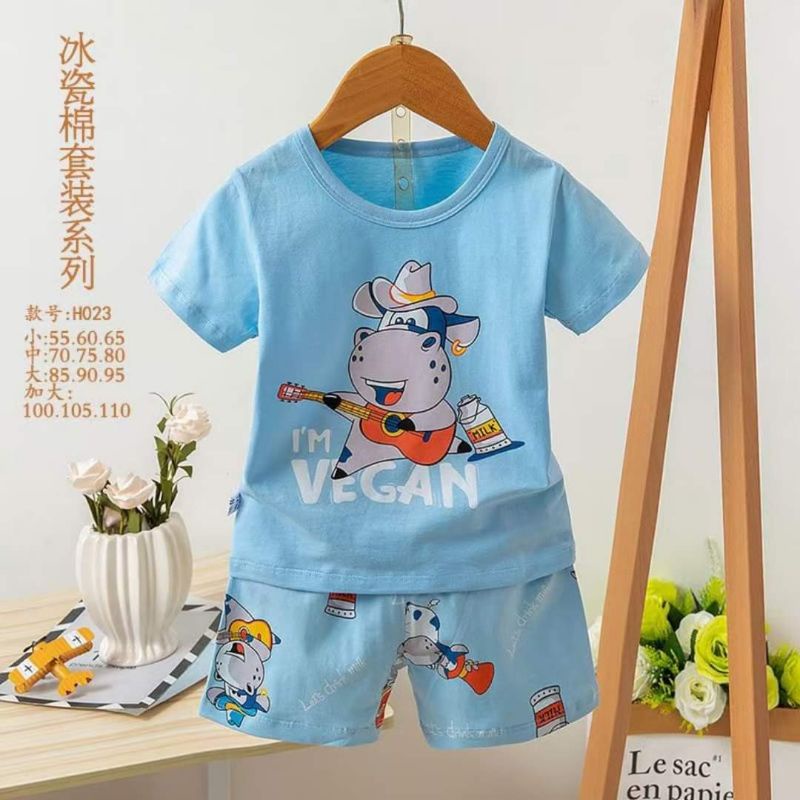 Bộ cotton xuất Hàn cộc tay cho bé trai, bé gái từ 7-35kg