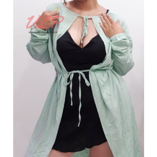 [BIGSIZE_95KG]_DN113_Áo choàng Cotton dài phối ren