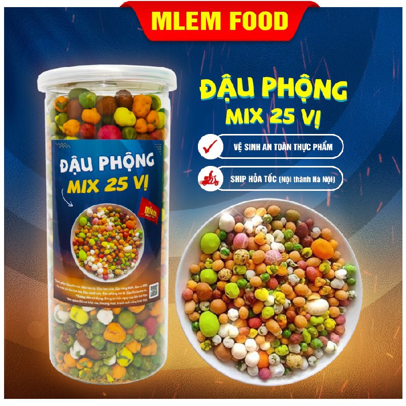 Đậu thập cẩm 25 vị 500gr Mlem Food - Đậu phộng mix đậu da cá, đậu hà lan