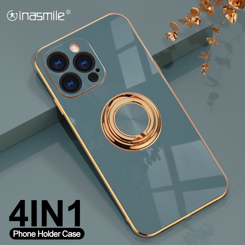 Luxury Plating Magnetic Ring Holder Phone Case For Samsung Galaxy Note 20 Uitra A32 A42 A52 A52S A72 A22 A82 5G Quantum 2 Shockproof Back cover