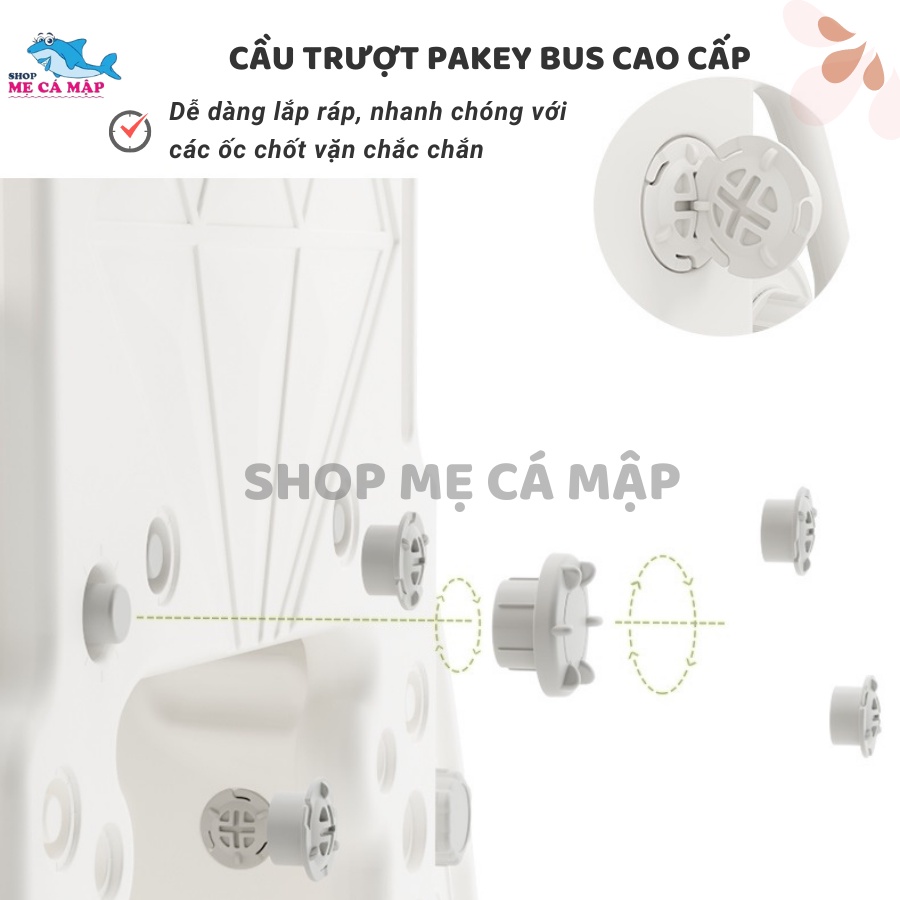 Cầu trượt cho bé Bus Pakey nhập khẩu chính ngạch, cầu trượt chịu tải trọng 100kg chắc chắn [HÀNG CÓ SẴN]