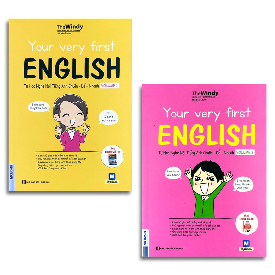 [Sách] - Your Very First English - Tự Học Nghe Nói Tiếng Anh Chuẩn - Dễ - Nhanh (Volume 1 và 2) Tặng Video Hách Não