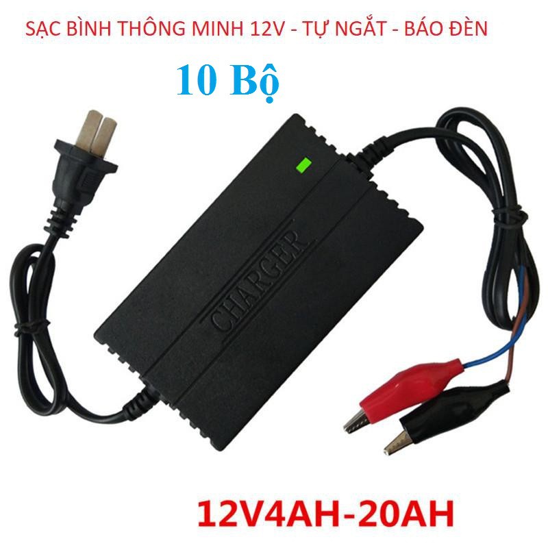 Combo 10 sạc bình ắc quy 12V 2A 4-20Ah  (Đen)