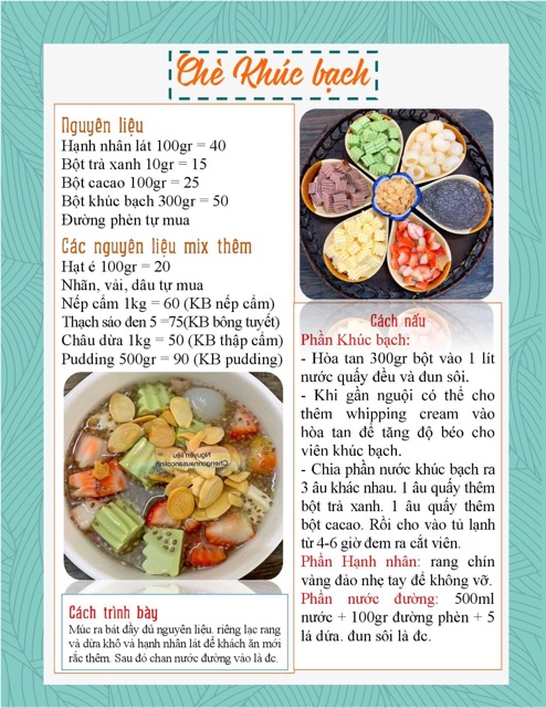 [Rẻ vô địch] Combo làm chè khúc bạch chỉ có tại Xưởng Chè ngon và đồ ăn vặt