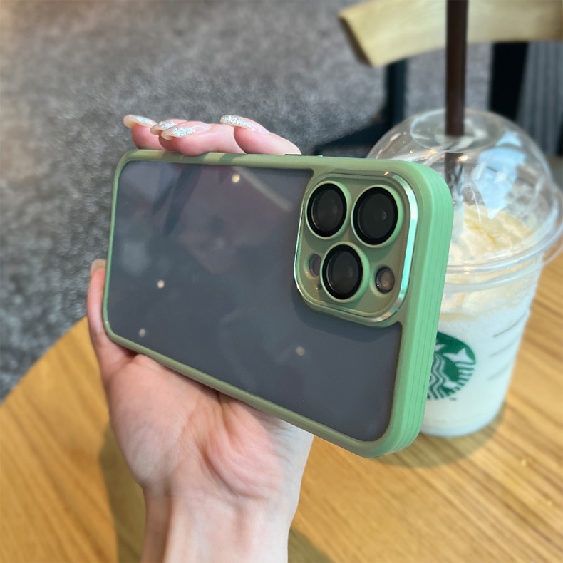 Ốp Điện Thoại Trong Suốt Đơn Giản Sang Trọng Với Miếng Dán Bảo Vệ Ống Kính Máy Ảnh Cho iPhone 11 12 Pro Max 13 Pro Max