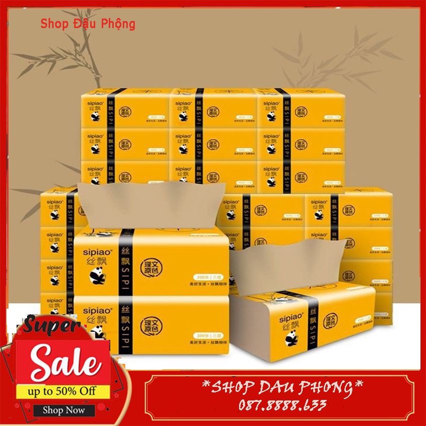 Giấy Ăn Than Tre Gấu Trúc Hoạt Tính Siêu Dai SIPIAO Cao Cấp