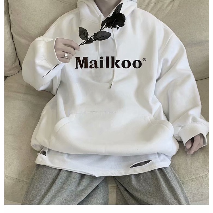 Áo hoodie tay dài dáng rộng in chữ thiết kế đơn giản thời trang xuân thu cho nam