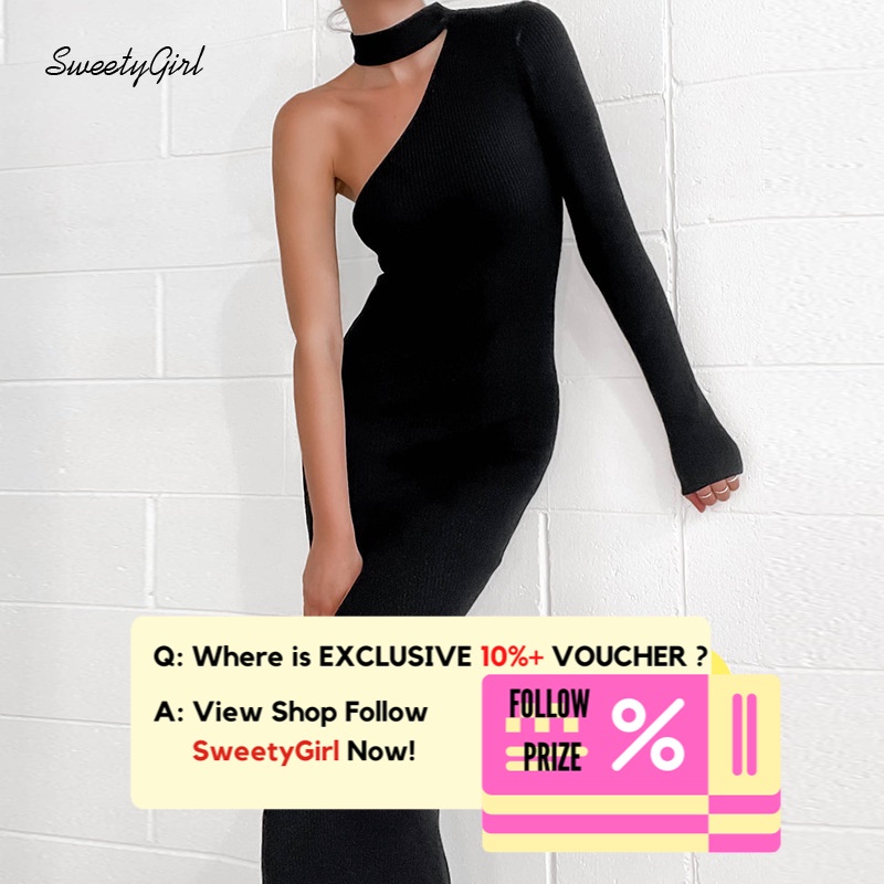 Đầm Maxi Cổ Yếm Tay Dài Ôm Eo Màu Đen Trơn Thời Trang 2022 Dành Cho Bạn Nữ