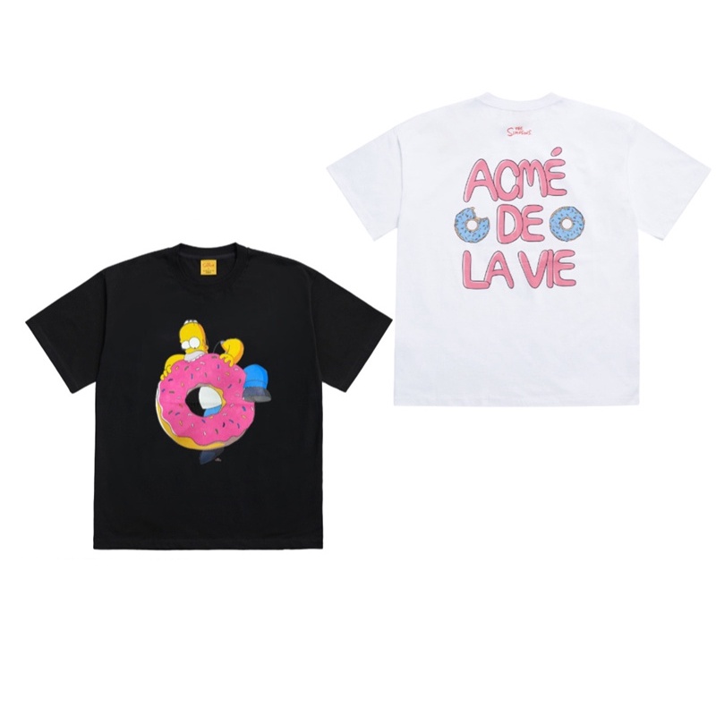 ADLV Áo Thun Cotton Tay Ngắn Dáng Rộng In Hình Bánh Donut Cổ Điển Thời Trang Cho Cặp Đôi