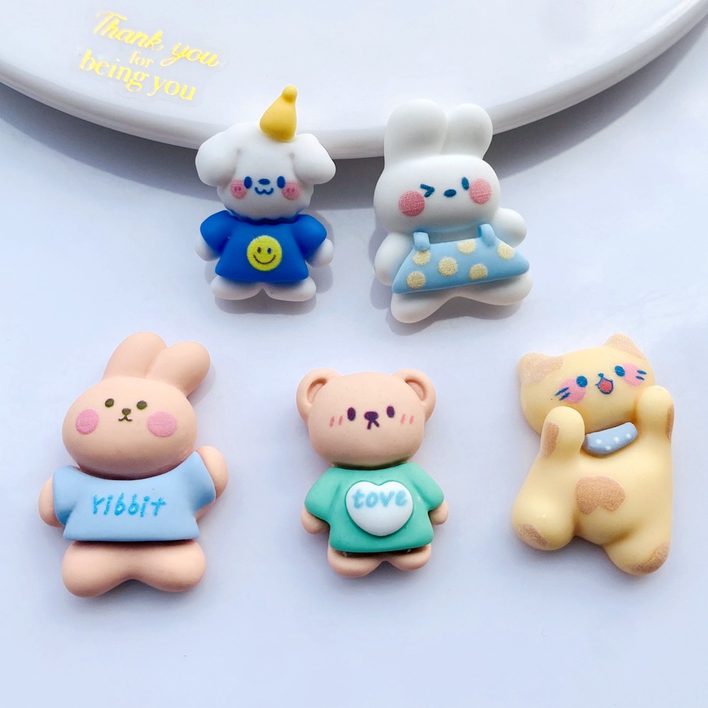 Bộ 10 Miếng Dán Kẹp Tóc/Điện Thoại/Cốc Nước Hình Gấu/Thỏ Cảm Giác Matte DIY