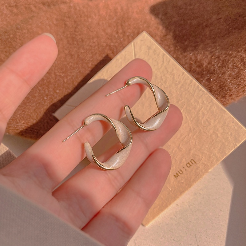 Khuyên tai hợp kim thiết kế hình học thời trang Hàn Quốc