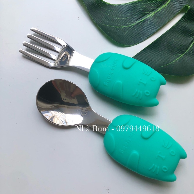 Set thìa nĩa hình cà rốt, chân mèo cho bé ăn dặm [hình thật]- Nhà bum lienlebc