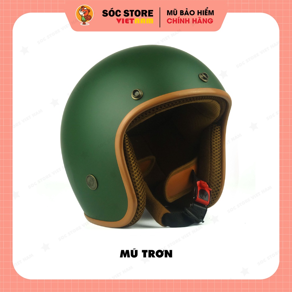 Mũ bảo hiểm 3 phần 4 chính hãng màu xanh lá Sóc Store, nón bảo hiểm 3 phần 4 nam nữ freesize