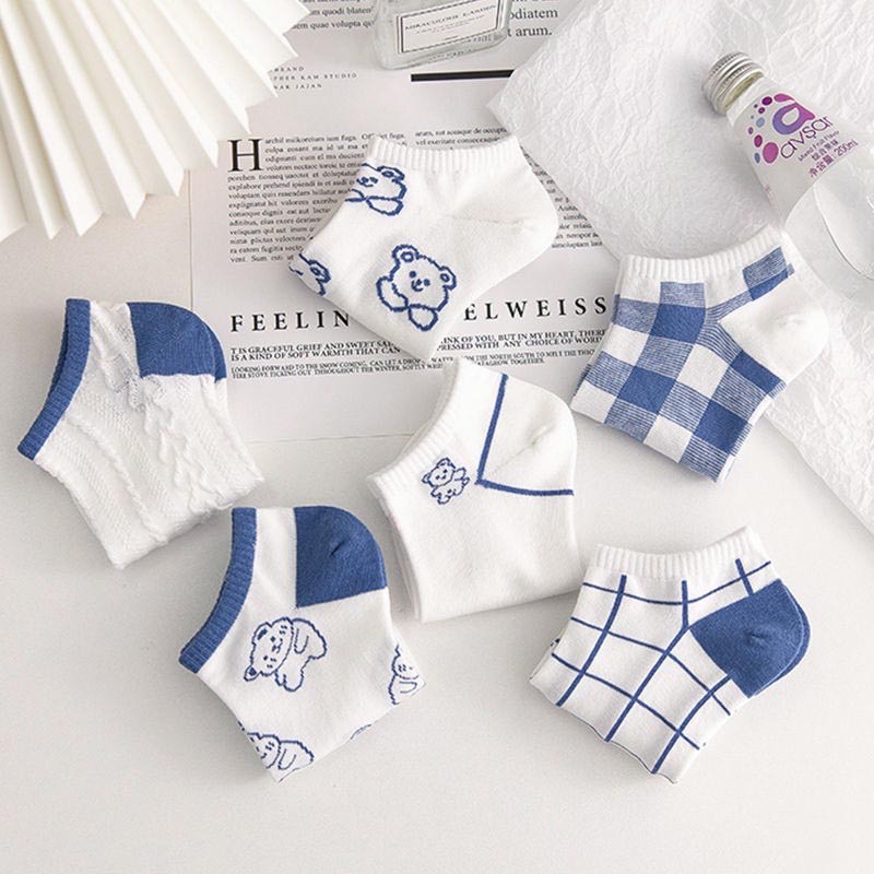 Tất nữ cổ ngắn họa tiết cute dễ thương, Set 5 đôi vớ nữ phong cách Hàn Quốc BeBie - BP425