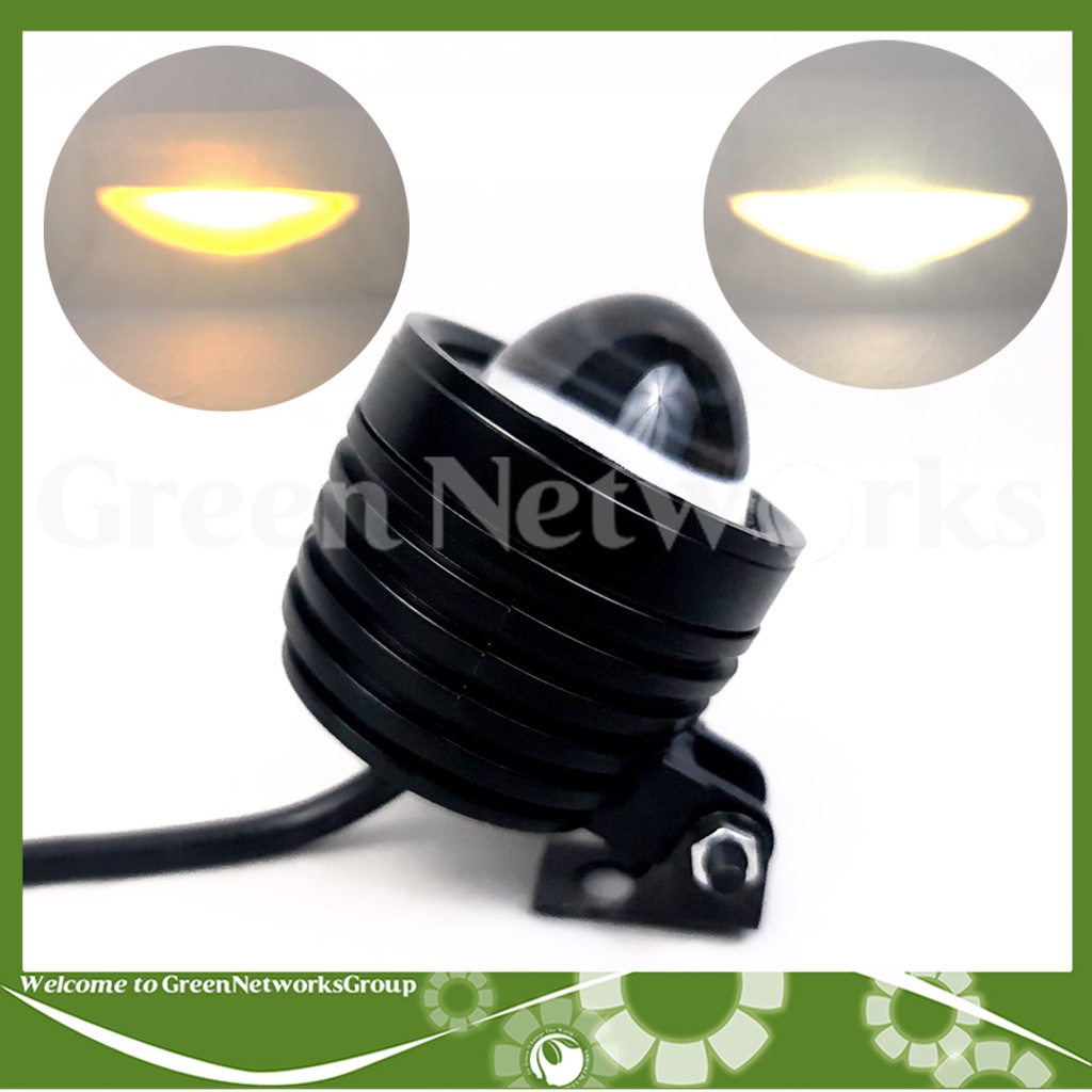 Đèn trợ sáng xe máy L1 cầu lồi ngắn Cos Trắng Pha Vàng Greennetworks