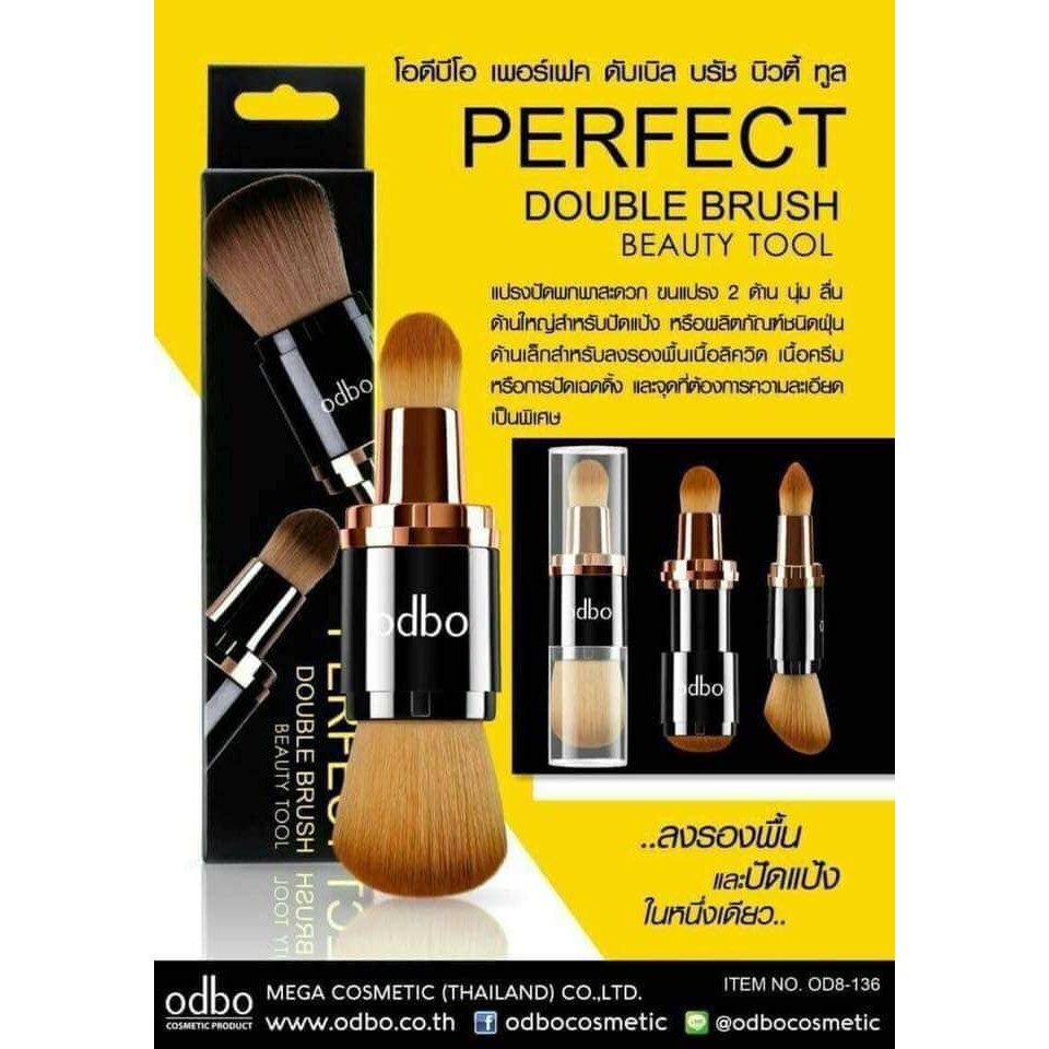 CỌ TRANG ĐIỂM 2 ĐẦU ODBO PERFECT DOUBLE BRUSH BEAUTY TOOL CHÍNH HÃNG - 3379